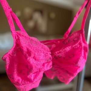 Victoria's Secret PINK Neon Pink Lace Bralette